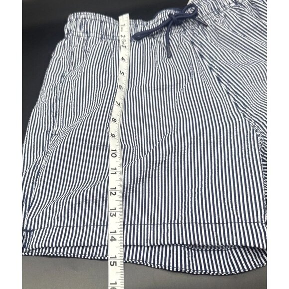 H&M Mens Blue White Striped Mid-Length Swim Shorts Mesh Lining Pockets Sz L NEW - Picture 6 of 14